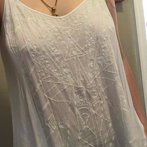 White Floral Lauren Conrad Racerback Tank Top Med